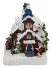 Christmas decorated snow house cut out isolated transparent background