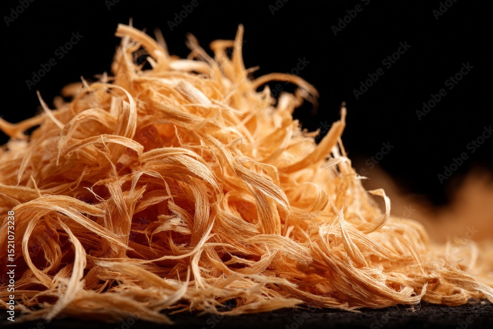 Poster natural fibers piled together on a dark surface showcasing intricate textures and tones