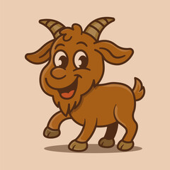 A cheerful cartoon goat vector illustration, perfect for Eid al-Adha and Qurban festival designs. This cute animal graphic is ideal for Islamic children’s books, posters, greeting cards, and education