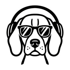 dog with headphones