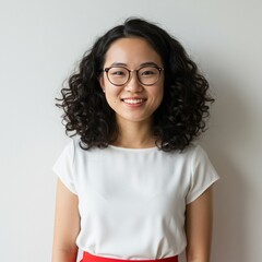 Obraz premium Portrait of a young woman locking to the camra with smile face good expression