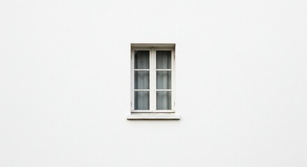 Minimalist White Window Centered on a Textured, Blank Wall Surface