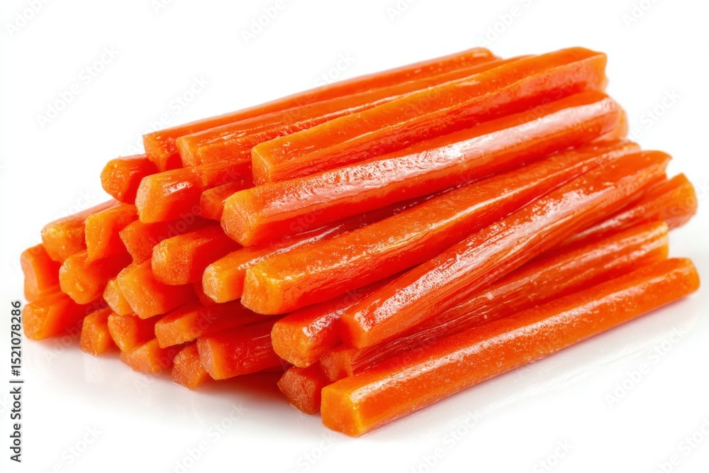 Poster freshly cut carrot sticks ready for snacking at a healthy lifestyle event in a sunny afternoon setti