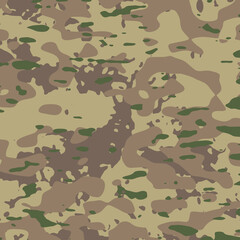 Fototapeta premium Abstract military camo background with a blend of sandy beige and green tones, ideal for wallpaper, modern advertising visuals, outdoor branding, and realistic camouflage-themed product backdrops.