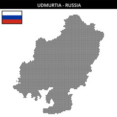 Obraz premium Small hexagonal dotted map of Udmurtia in Russia