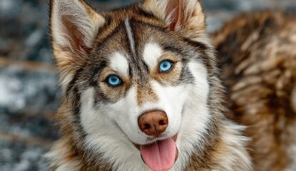 Obraz premium A brown and white husky dog