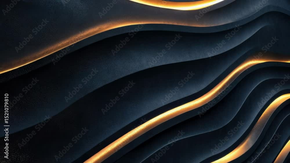 Poster a modern design element featuring a black and gold wall with curved lines