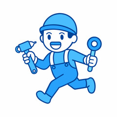 Professional plumber icons set vector illustration