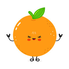 A cute cartoon Orange is happy and doing a rock-and-roll hand gesture.