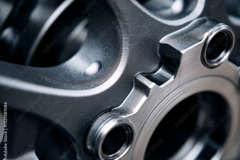Poster Close-up view of an intricate metal part showcasing precision engineering and craftsmanship during manufacturing process
