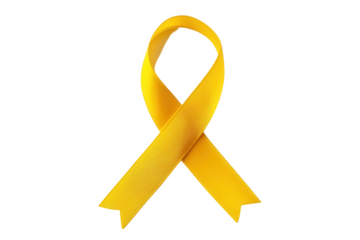 Golden yellow awareness ribbon isolated on transparent background