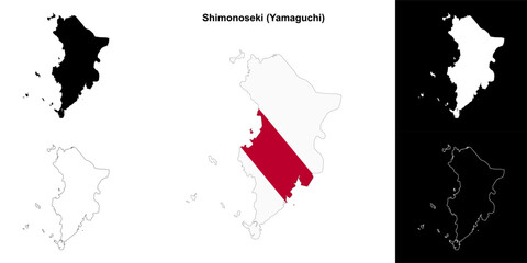 Shimonoseki (Yamaguchi) outline map set