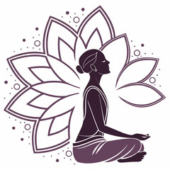 Meditating Person Silhouette – Minimal Black Vector on White
