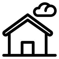 House with a cloud in the background. The house is small and has a simple design