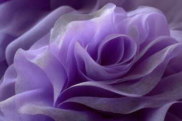 Soft lavender fabric arranged in a rose shape showcases delicate textures and elegant design for decor or fashion accents