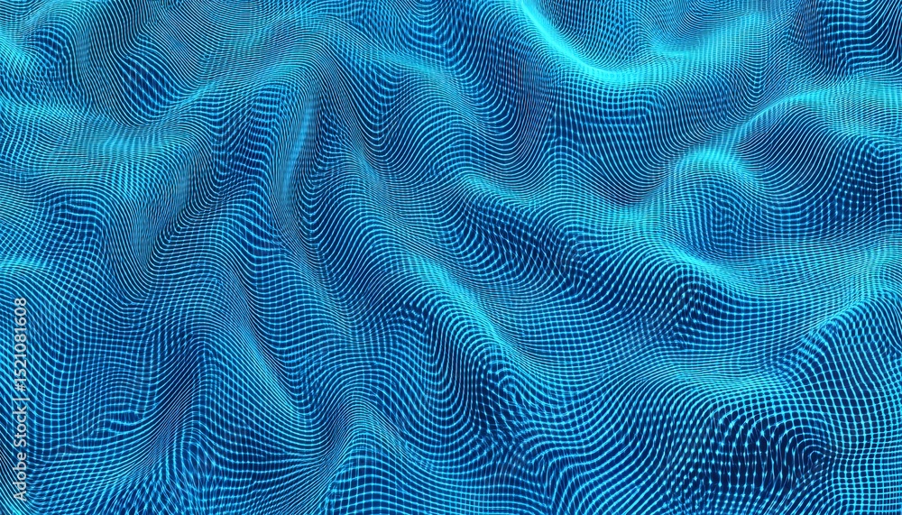 Aufkleber abstract design of undulating blue lines and points.