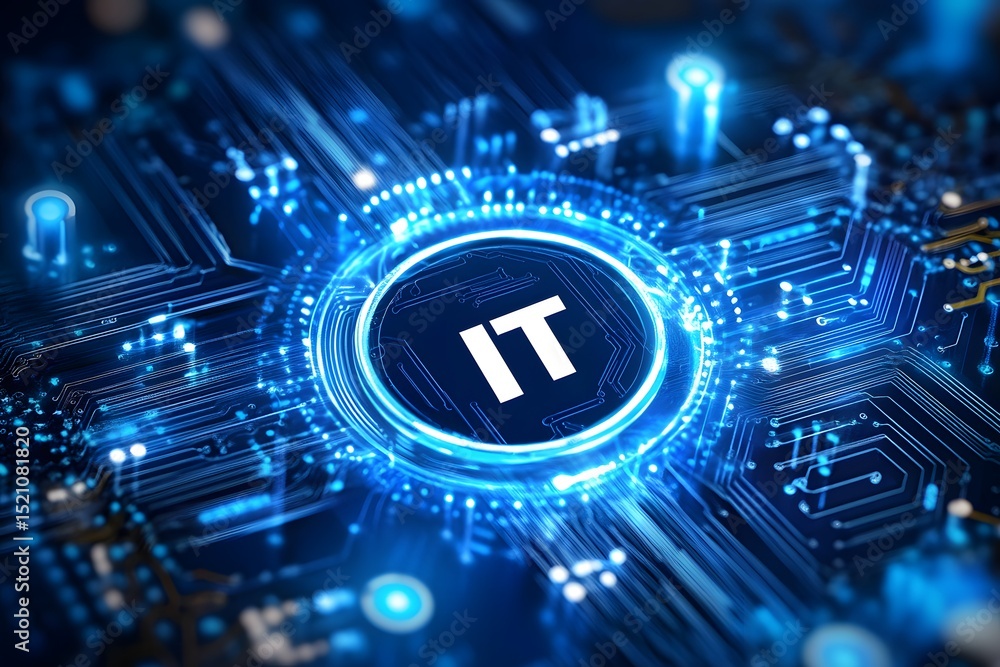 Fototapete digital icon of information technology or circuit board with the text 