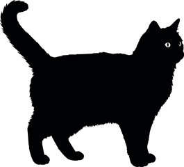 Graceful Cat Silhouette Walking - Feline Outline
