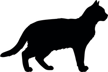 Graceful Cat Silhouette Walking - Feline Outline