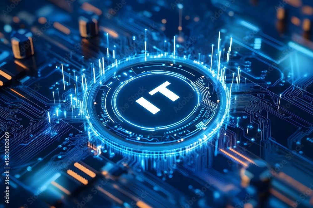 Fototapete digital icon of information technology or circuit board with the text 