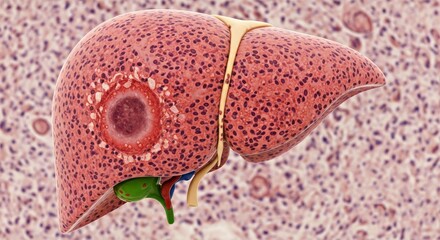 Detailed Liver Illustrating Hepatitis Induced Inflammation Pathology
