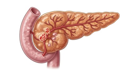 Diseased Pancreas Organ Showing Pancreatitis Swelling Inflammation