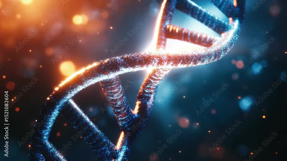 Poster A microscopic view of two strands of DNA wrapped around each other, illustrating the structure of the molecule