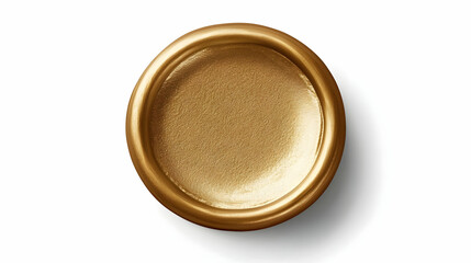 Gold coin in an isolated white box, top view