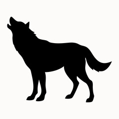 Obraz premium Wolf silhouette logo. Black icon wolf isolated on white background. Vector illustration side view.