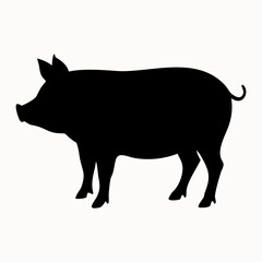 Fototapeta premium Pig silhouette logo. Black side view icon piggy isolated on white background. Vector illustration.