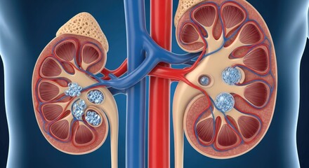 Human Kidney Anatomy Showing Kidney Stones Formation Health