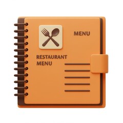 3d restaurant menu icon isolated on white background