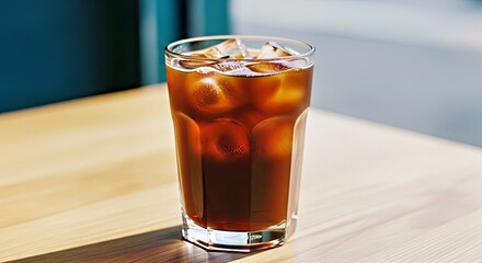 Refreshing Cold Brew Coffee with Ice Cubes Tall Glass