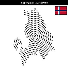 Obraz premium Big circular dotted map of akershus in Norway