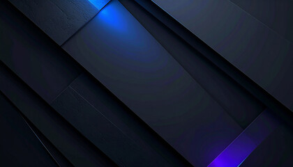Modern dark mode UI background, sleek abstract shapes, deep black and dark gray tones, subtle glowing blue and purple accents, minimal interface elements, smooth gradients, high-tech, empty space.