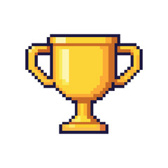 Pixel Art Gold Trophy Icon on White Background
