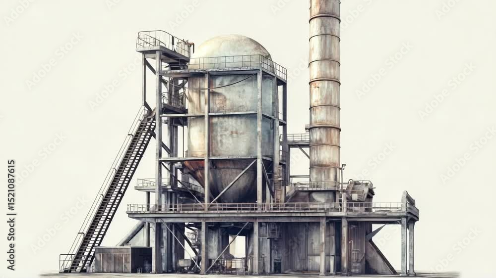 Aufkleber a large industrial building with many pipes, ideal for use in industry, engineering and architecture