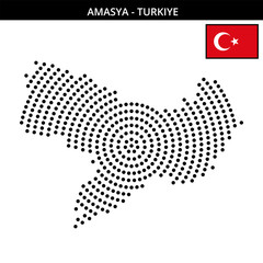 Obraz premium Big circular dotted map of amasya in Turkiye