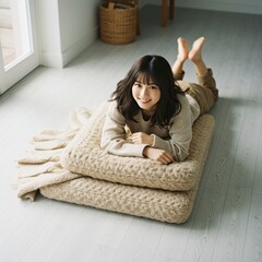 young woman relaxing on sofa