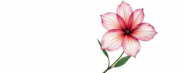 Fototapeta premium Bold single line art of a stylized flower, isolated against a pure white backdrop , simple, stem