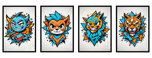 Cartoon. Pattern for T-shirts, covers, wallpapers, fabrics . Oil painting