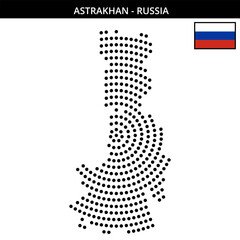 Fototapeta premium Big circular dotted map of Astrakhan in Russia