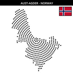 Obraz premium Big circular dotted map of aust-agder in Norway