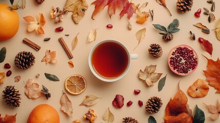 Autumnal Tea: Warm Drink, Fall Spices, Cozy Vibes, Seasonal Beverage Photography