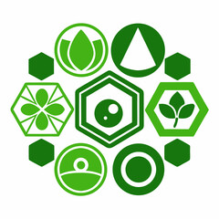icon green geometric silhouette vector illustration