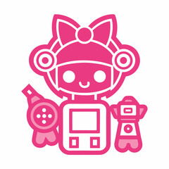 icon pink y2k sticker silhouette vector illustration