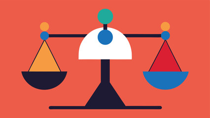 Geometric justice scale design balancing legal concepts and principles in bright colors