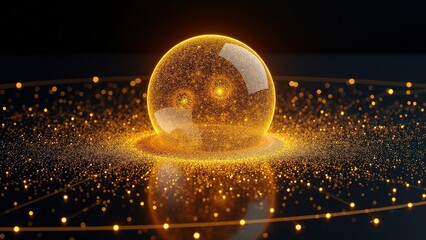 Golden Sphere Technology Art Picture