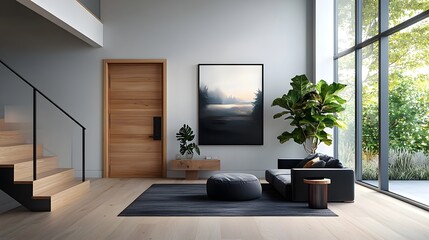 Cozy modern farmhouse living room with industrial flair