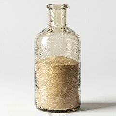 Glass Bottle with Beige Sand: A Simple, Elegant Still Life isolated on transparent background